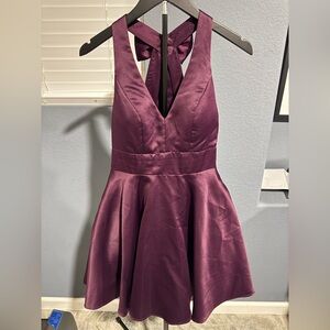 City Studio Deep Purple Backless Dress with Pockets
